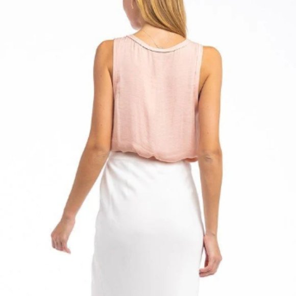 Bright Pink Scoop Neck Tank Top Split Hem - Picture 3 of 4